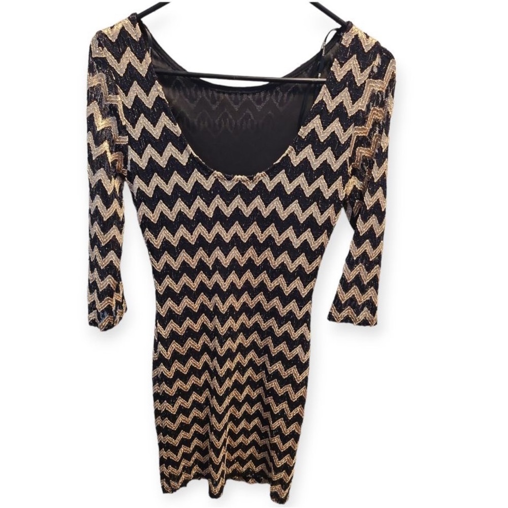 Women's Forever 21 black and Gold long sleeve Dress